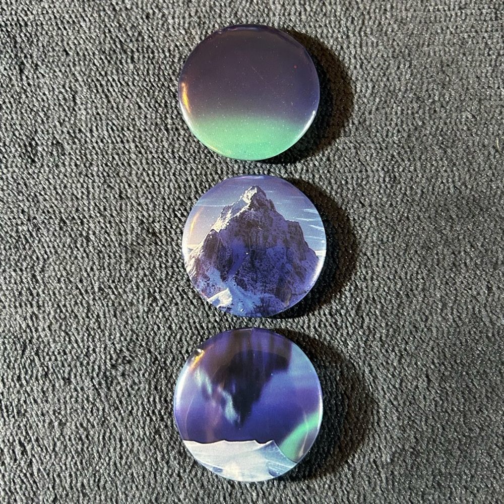 Mountain Reflection - 3 Button Set (Handmade)